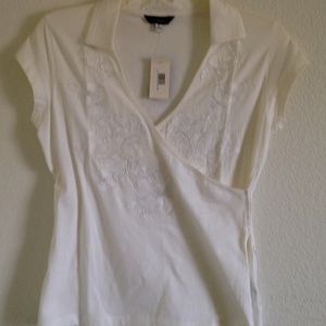 Syray Beaded & Embroidered Wrap Blouse - Sz Med